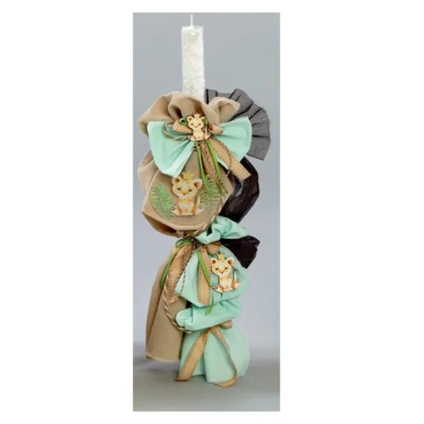 Στολισμενη Λαμπαδα για αγορι Λιονταρακι με κορώνα