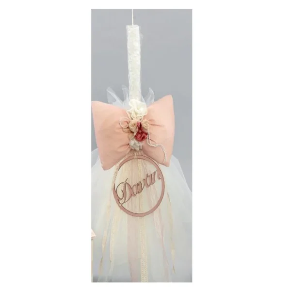 Στολισμενη Λαμπαδα για κοριτσι με αξεσουαρ και ονομα σε plexiglass