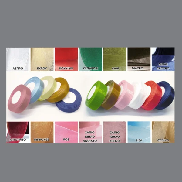 ΚΟΡΔΕΛΑ ΟΡΓΑΝΤΖΑ 1cm 50Y Διαστάσεις: 1cm x 50Y